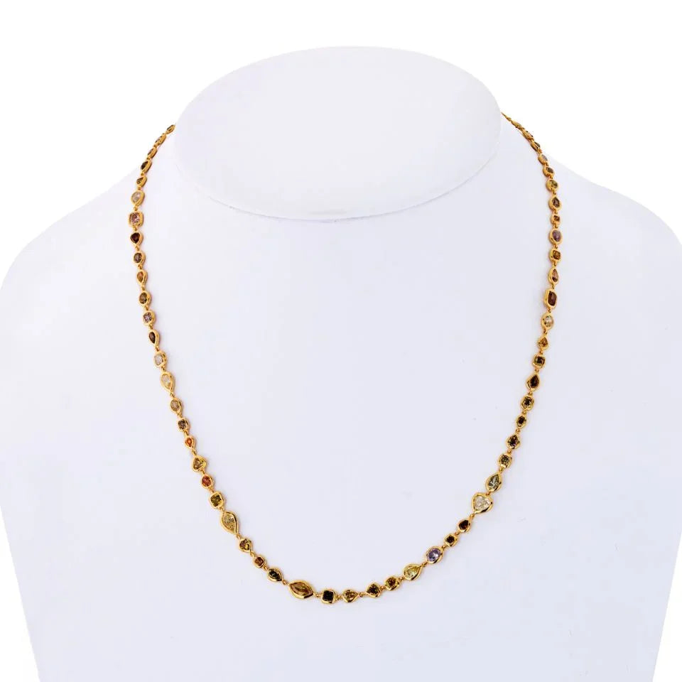 18K Yellow Gold 10.50cts 17 Inches Fancy Color Diamonds by the Yard Necklace - The Back Vault