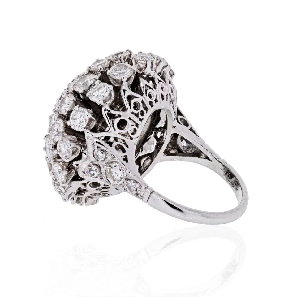 18K White Gold Cluster Round Cut Diamond Ring - The Back Vault