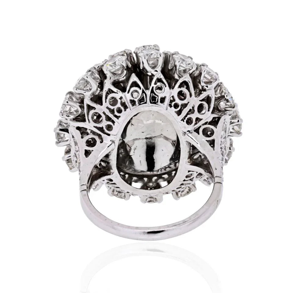 18K White Gold Cluster Round Cut Diamond Ring - The Back Vault