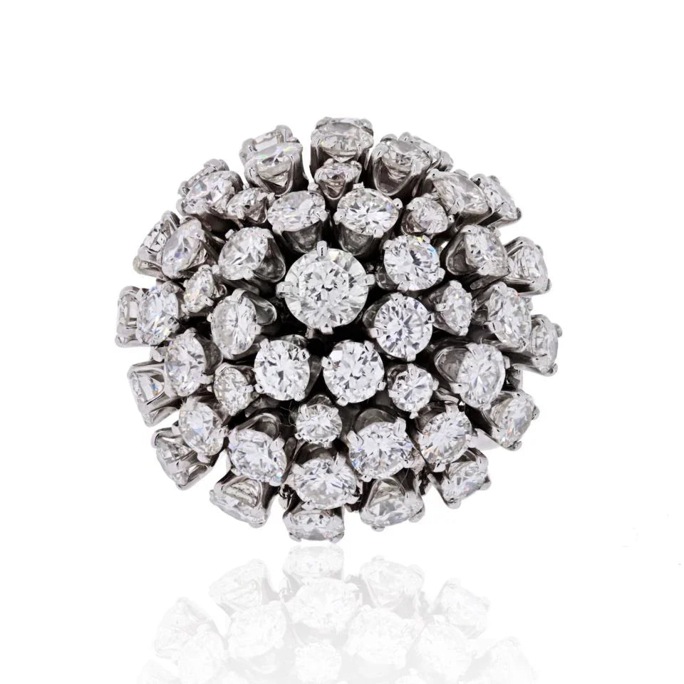 18K White Gold Cluster Round Cut Diamond Ring - The Back Vault