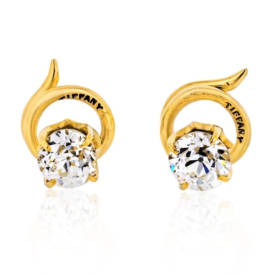 Tiffany & Co. 18K Yellow Gold 2.00 carat Round Cut Diamond Vintage Cuff Links - The Back Vault