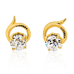 Tiffany & Co. 18K Yellow Gold 2.00 carat Round Cut Diamond Vintage Cuff Links