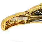 David Webb Platinum & 18K Yellow Gold Aquamarine, Diamonds, Hinged Cuff Bangle Bracelet - The Back Vault