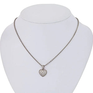 Cartier 18K White Gold Pave Diamond Heart On A Chain Pendant