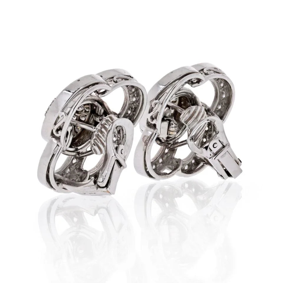 18K White Gold 6 carat Diamond Clip Earrings - The Back Vault