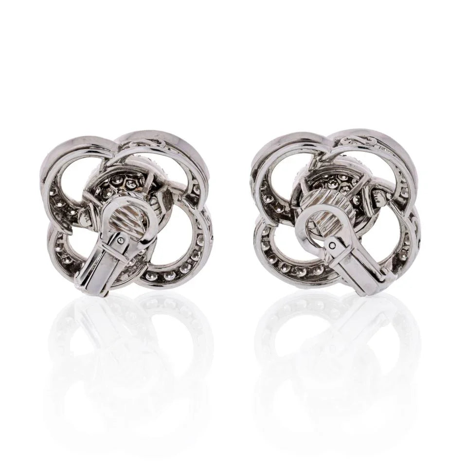 18K White Gold 6 carat Diamond Clip Earrings - The Back Vault