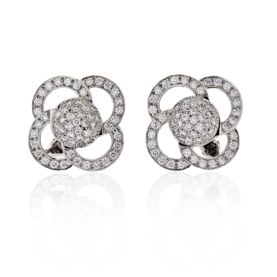 18K White Gold 6 carat Diamond Clip Earrings - The Back Vault