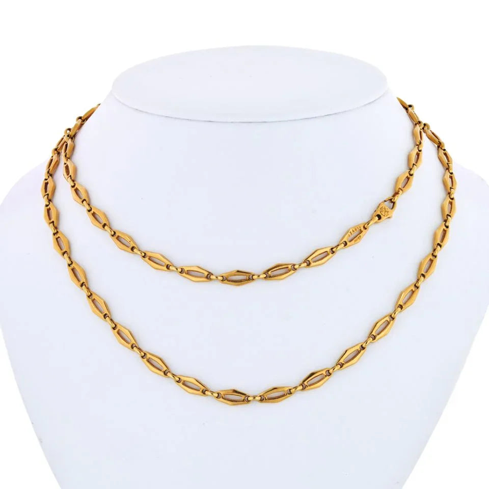 Cartier 1970 18K Yellow Gold Vintage Logo Long Chain Necklace - The Back Vault
