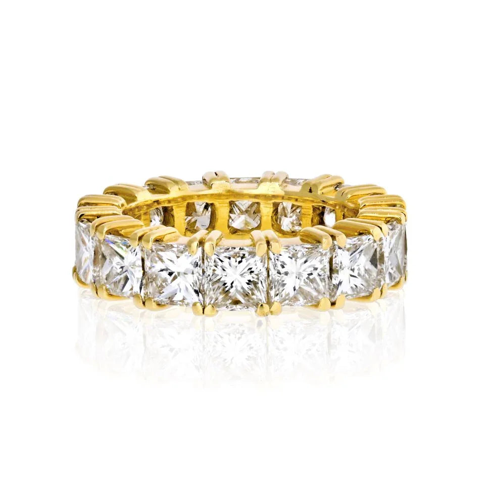18K Yellow Gold 8.00 carat Princess Cut Diamond Eternity Band - The Back Vault