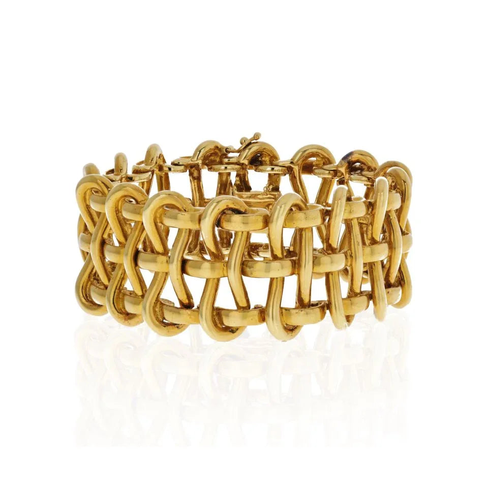 Tiffany & Co. 18K Yellow Gold 1970's Open Wire Wide Bracelet - The Back Vault