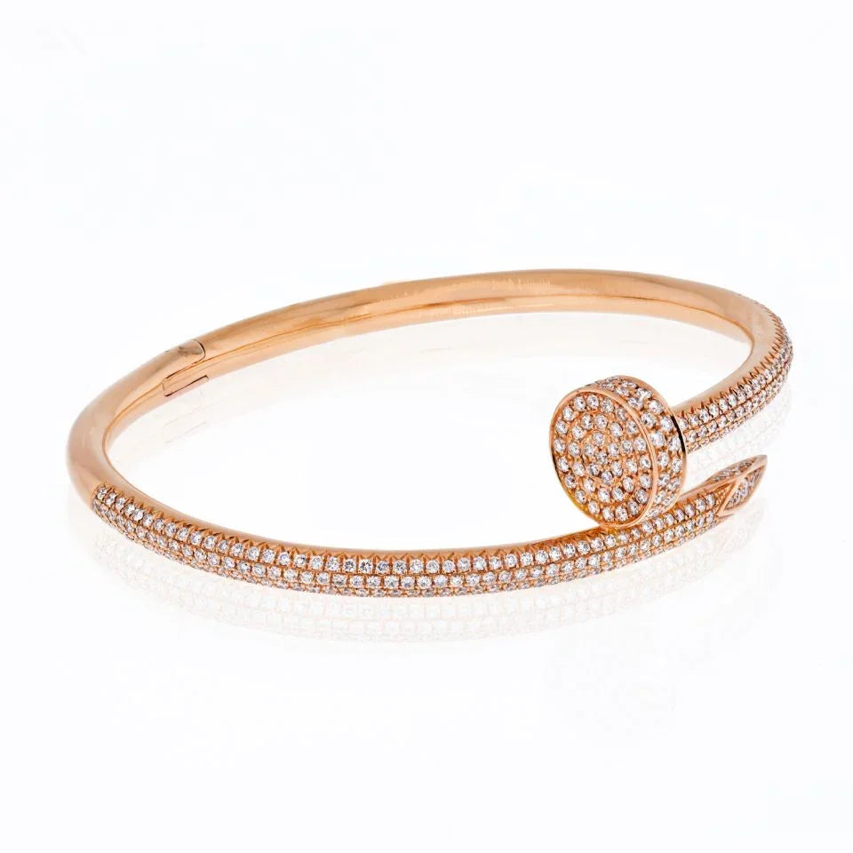 Cartier Juste Un Clou 18K Rose Gold All Diamond Pave Size 15 Bracelet - The Back Vault