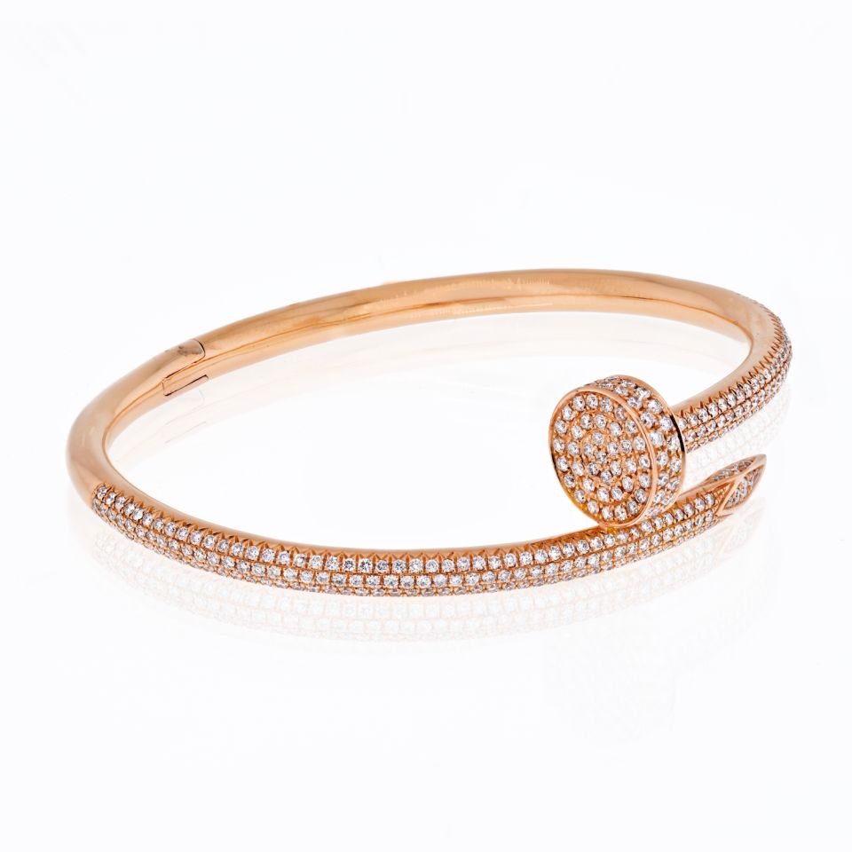 Cartier Rose Gold And Diamond Juste Un Clou Bangle Bracelet