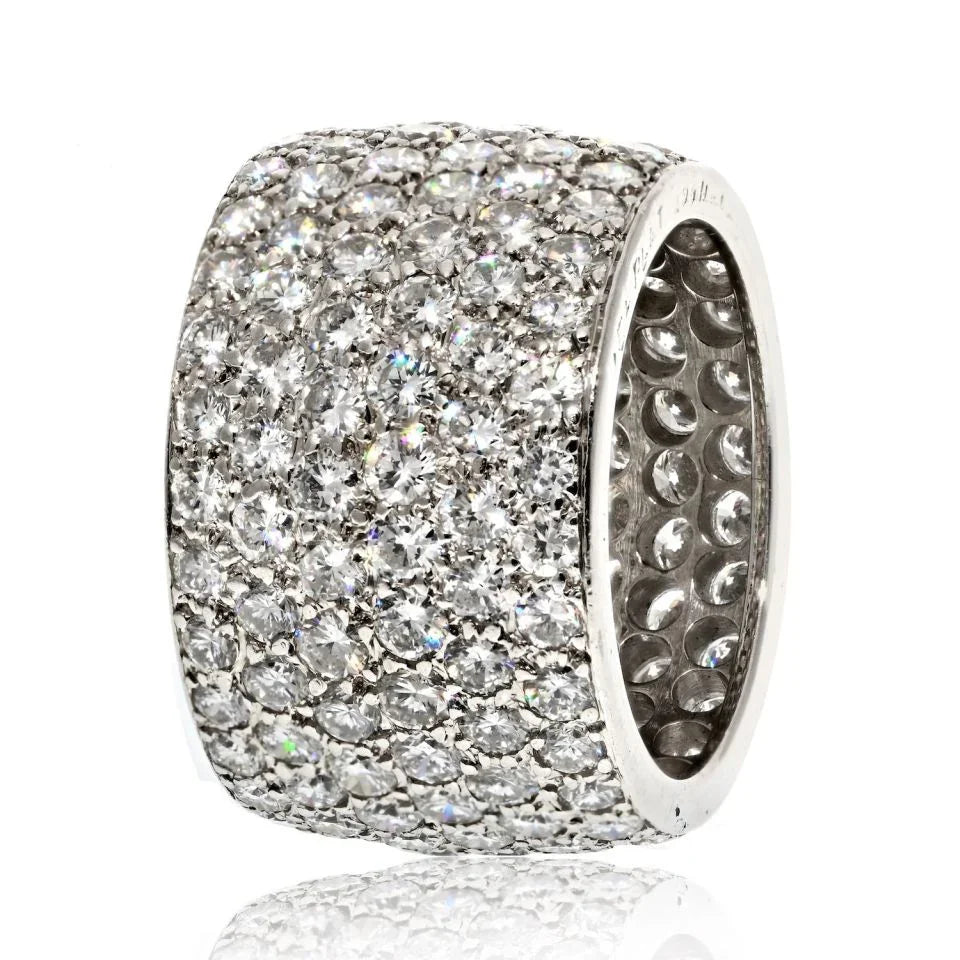 Van Cleef & Arpels Platinum 6.75 carat Pave Multi Row Diamond Cluster Ring - The Back Vault
