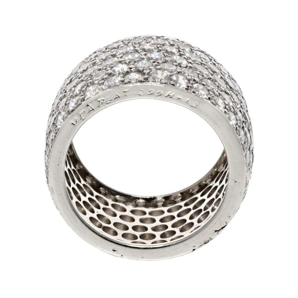 Van Cleef & Arpels Platinum 6.75 carat Pave Multi Row Diamond Cluster Ring - The Back Vault