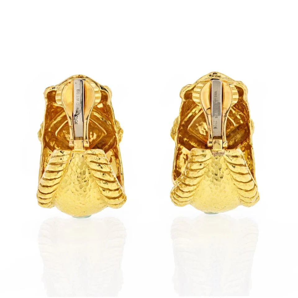David Webb 18K Yellow Gold X Motif Hammered Clip-On Earrings - The Back Vault