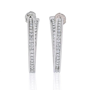 Cartier 18K White Gold Diamond Hoop 1.5 inch Earrings