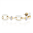 David Webb Platinum & 18K Yellow Gold Open Link White Enamel And Diamond Bracelet - The Back Vault