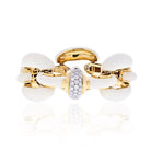 David Webb Platinum & 18K Yellow Gold Open Link White Enamel And Diamond Bracelet - The Back Vault