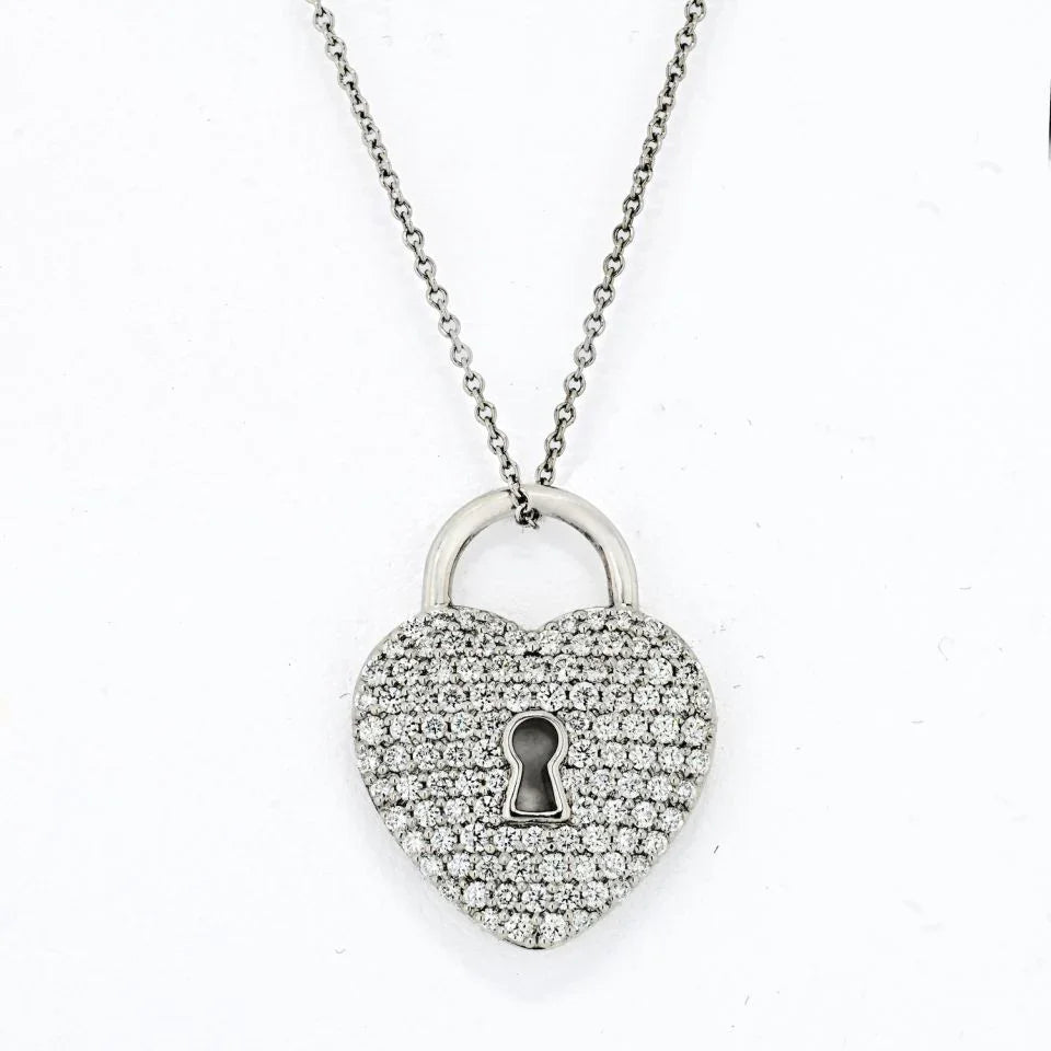 Tiffany & Co. Platinum Pave Diamond Heart Pendant - The Back Vault