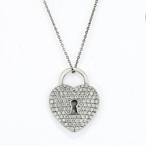 Tiffany & Co. Platinum Pave Diamond Heart Pendant