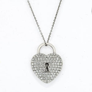 Tiffany & Co. Platinum Diamond Heart Lock Design Pendant