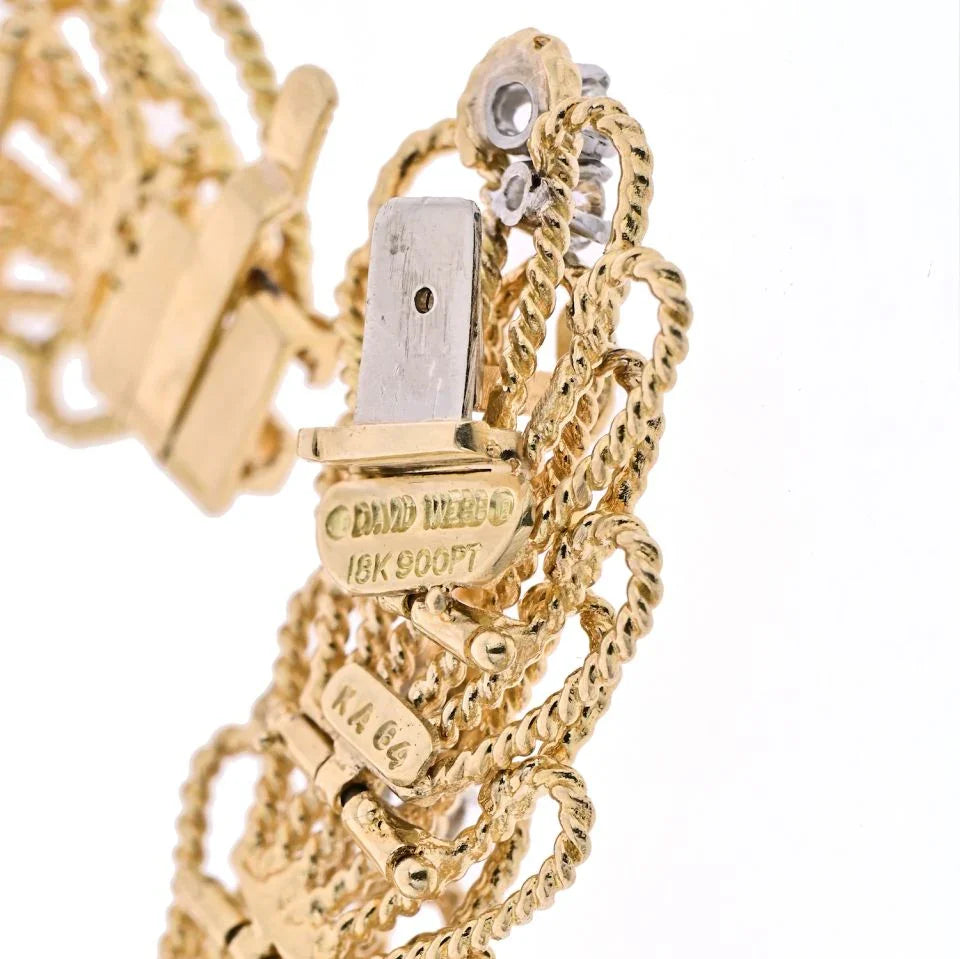 David Webb 18K Yellow Gold Woven Twisted Diamond Necklace - The Back Vault