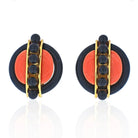 Aldo Cipullo 18K Yellow Gold 1974 Coral & Onyx Earrings - The Back Vault