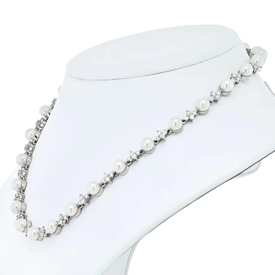 Tiffany & Co. Platinum Diamond And Pearl Necklace - The Back Vault