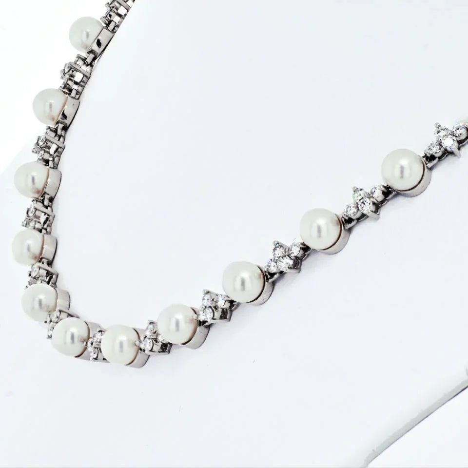 Tiffany & Co. Platinum Diamond And Pearl Necklace - The Back Vault