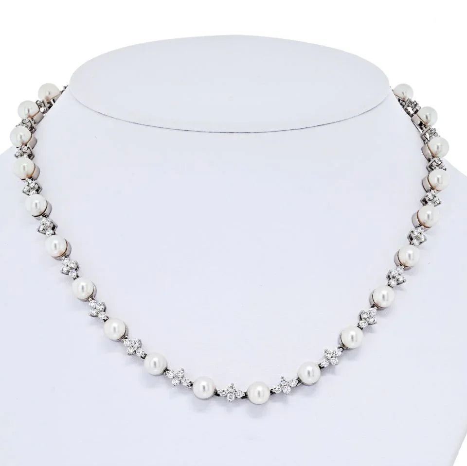 Tiffany & Co. Platinum Diamond And Pearl Necklace - The Back Vault