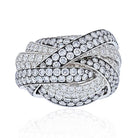18K White Gold 10 Carat Diamond Cluster Crossover Ring - The Back Vault