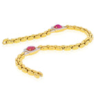 David Webb Yellow Gold Link Chain Diamond And Ruby Necklace - The Back Vault