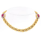 David Webb Yellow Gold Link Chain Diamond And Ruby Necklace - The Back Vault