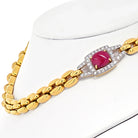 David Webb Yellow Gold Link Chain Diamond And Ruby Necklace - The Back Vault