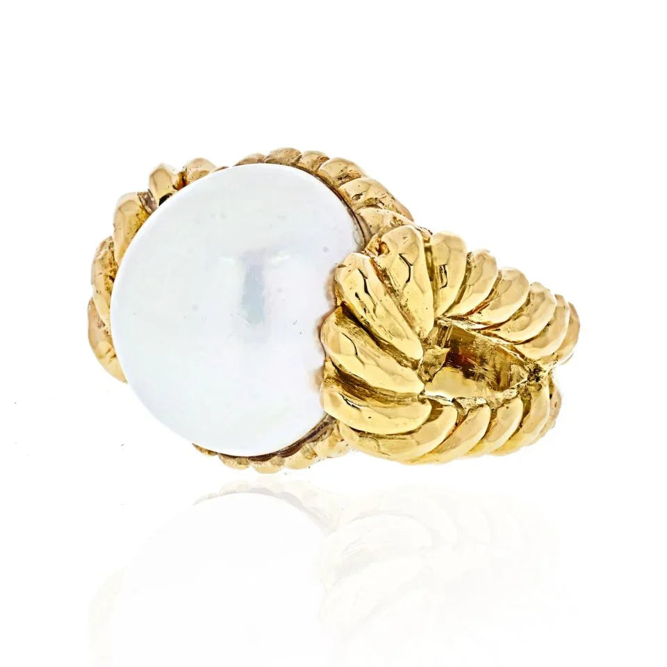 David Webb 18K Yellow Gold Mabe Pearl Ring - The Back Vault