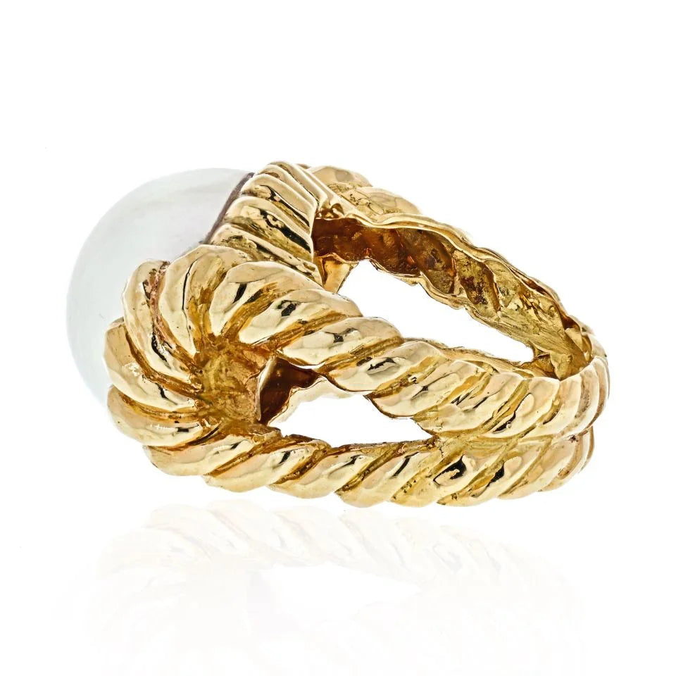 David Webb 18K Yellow Gold Mabe Pearl Ring - The Back Vault