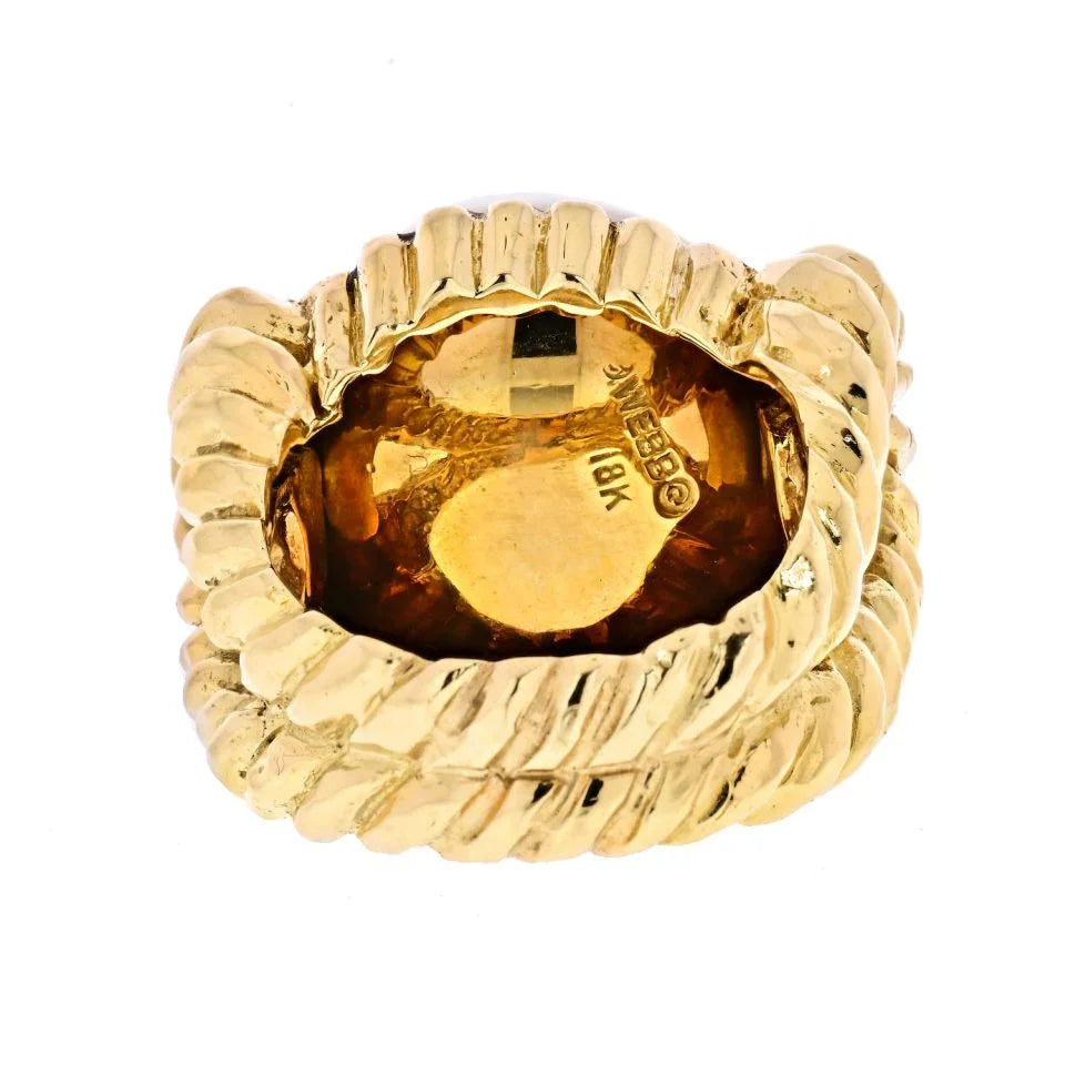 David Webb 18K Yellow Gold Mabe Pearl Ring - The Back Vault