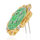 David Webb Platinum & 18K Yellow Gold French Jade Brooch Pendant - The Back Vault
