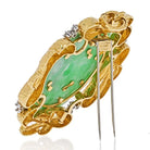 David Webb Platinum & 18K Yellow Gold French Jade Brooch Pendant - The Back Vault