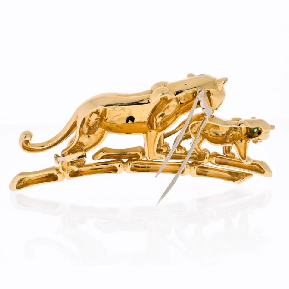 Cartier 18K Yellow Gold Panthere "Mother And Her Cub" Brooch - The Back Vault