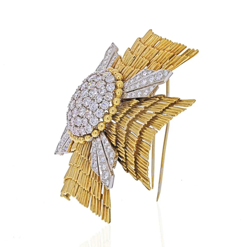 David Webb Platinum & 18K Yellow Gold Maltese Diamond Brooch - The Back Vault
