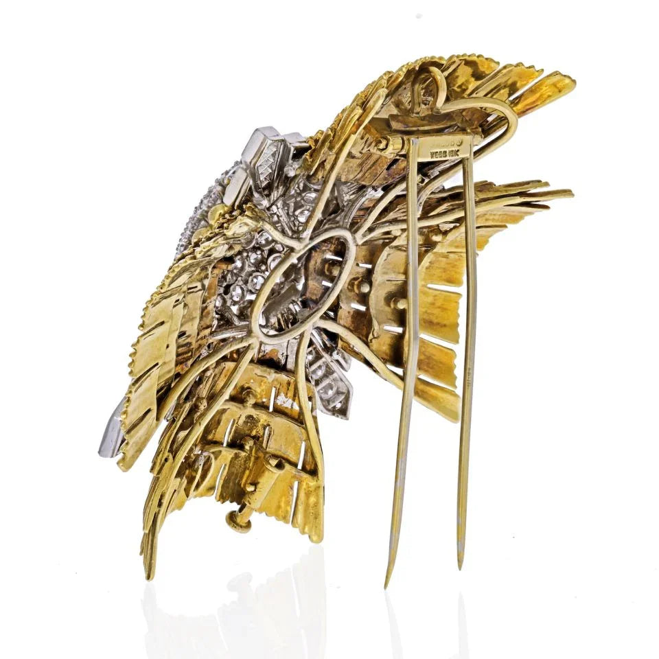 David Webb Platinum & 18K Yellow Gold Maltese Diamond Brooch - The Back Vault