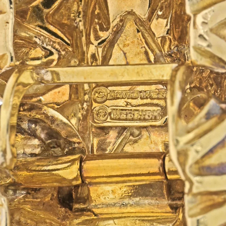 David Webb 18K Yellow Gold 1970's Textured Bulky Bangle Bracelet - The Back Vault