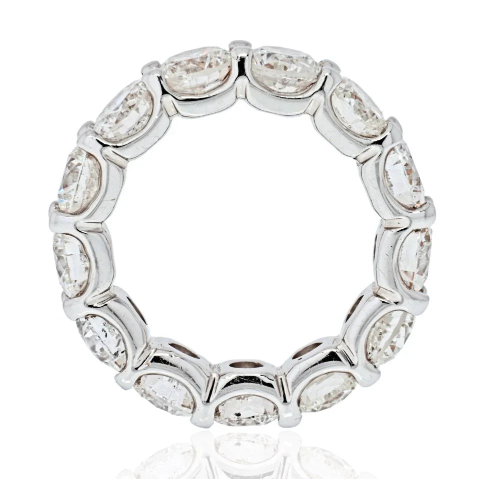 14K White Gold 7.28 Carat U-Shape Round Diamond Eternity Band - The Back Vault