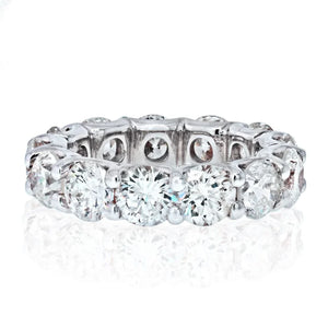 14K White Gold 7.28 Carat U-Shape Round Diamond Eternity Band