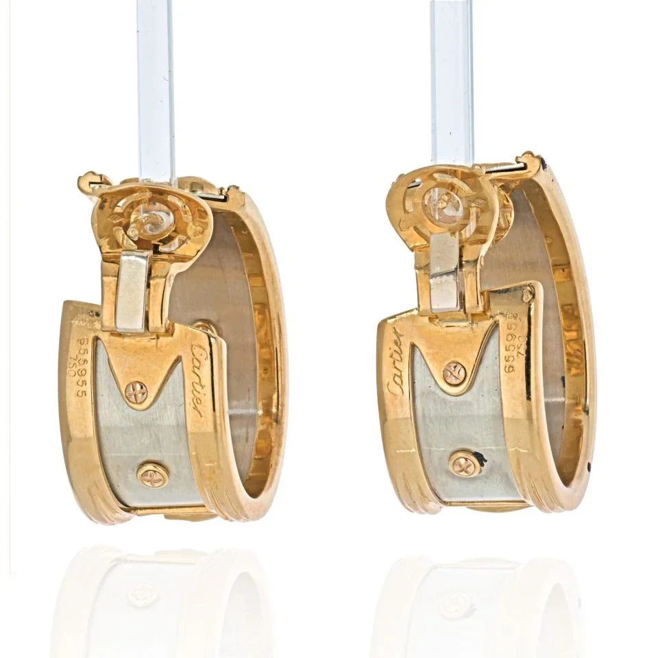 Cartier 18K Two Tone Walking Elephant Earrings - The Back Vault