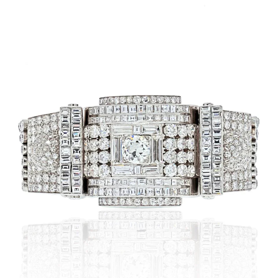 Platinum 1930's Art Deco 60 Carat Diamond Bracelet - The Back Vault