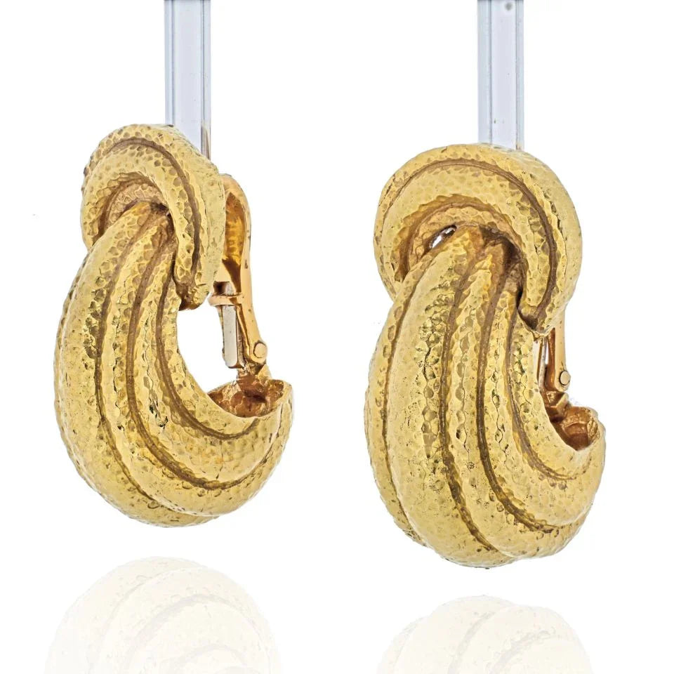David Webb 18K Yellow Gold Fluted Cathedral Earrings - The Back Vault