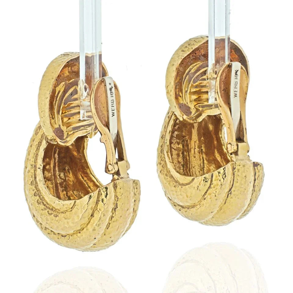 David Webb 18K Yellow Gold Fluted Cathedral Earrings - The Back Vault