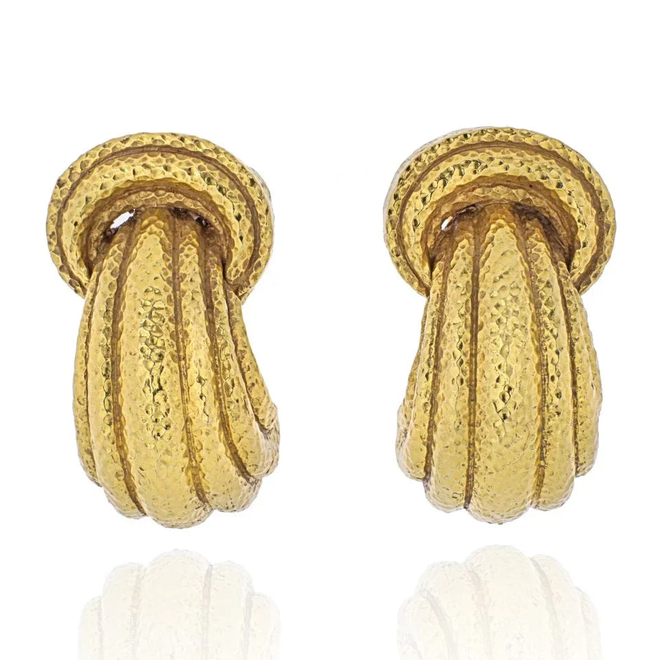David Webb 18K Yellow Gold Fluted Cathedral Earrings - The Back Vault